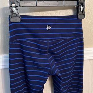 Athleta yoga pants, navy and royal blue striped